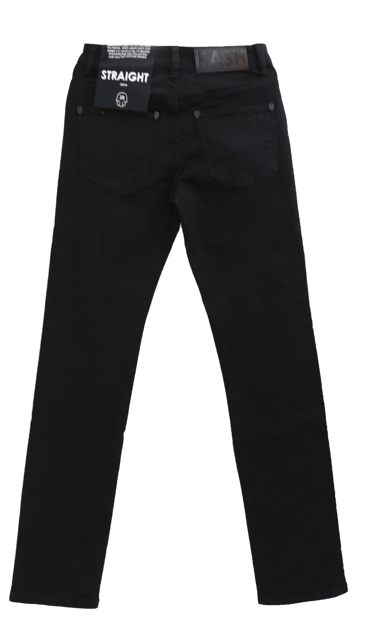 Plain Black Straight Denim - Black - Image 2