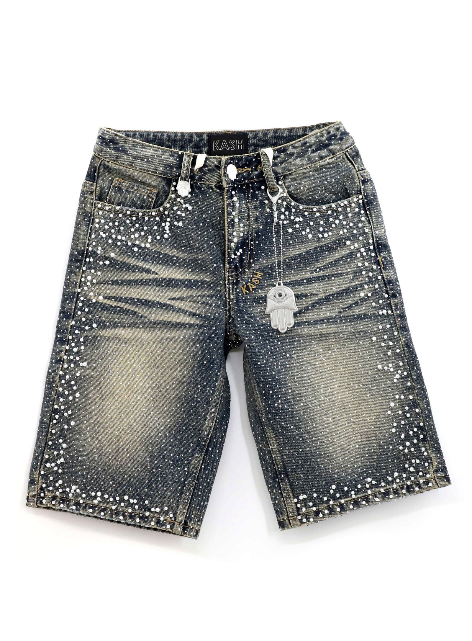 Kash shorts with pearls and clear crystals - Blue