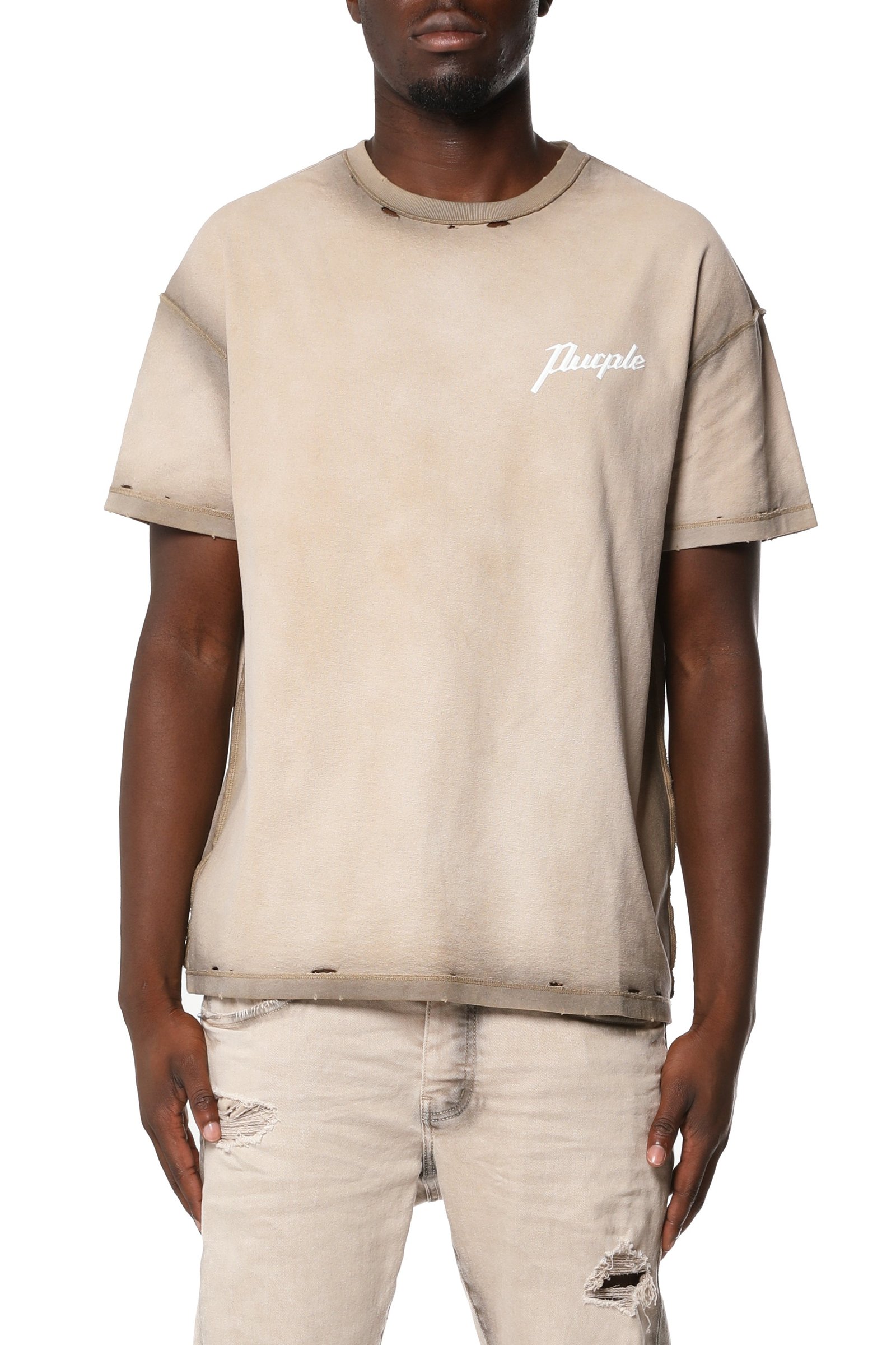 Textured Inside Out Tee - Khaki